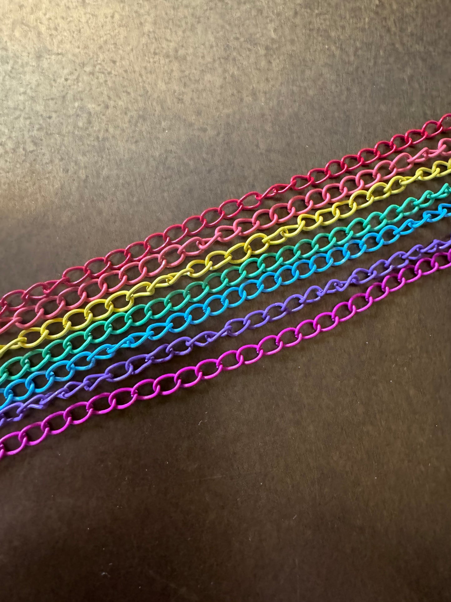 Metal Chain, Rainbow Colours, 5mm Light Weight Chain, Aluminium Chain, Purple, Pink, Red, Blue, Yellow, Green, Orange, Chain, Strong chain