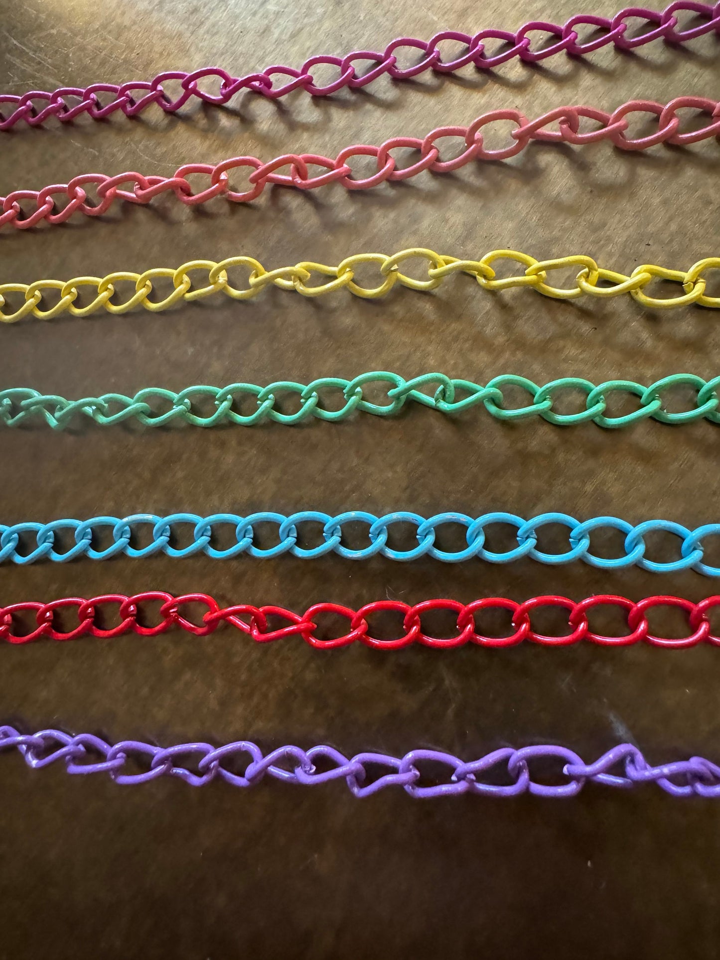 Metal Chain, Rainbow Colours, 5mm Light Weight Chain, Aluminium Chain, Purple, Pink, Red, Blue, Yellow, Green, Orange, Chain, Strong chain