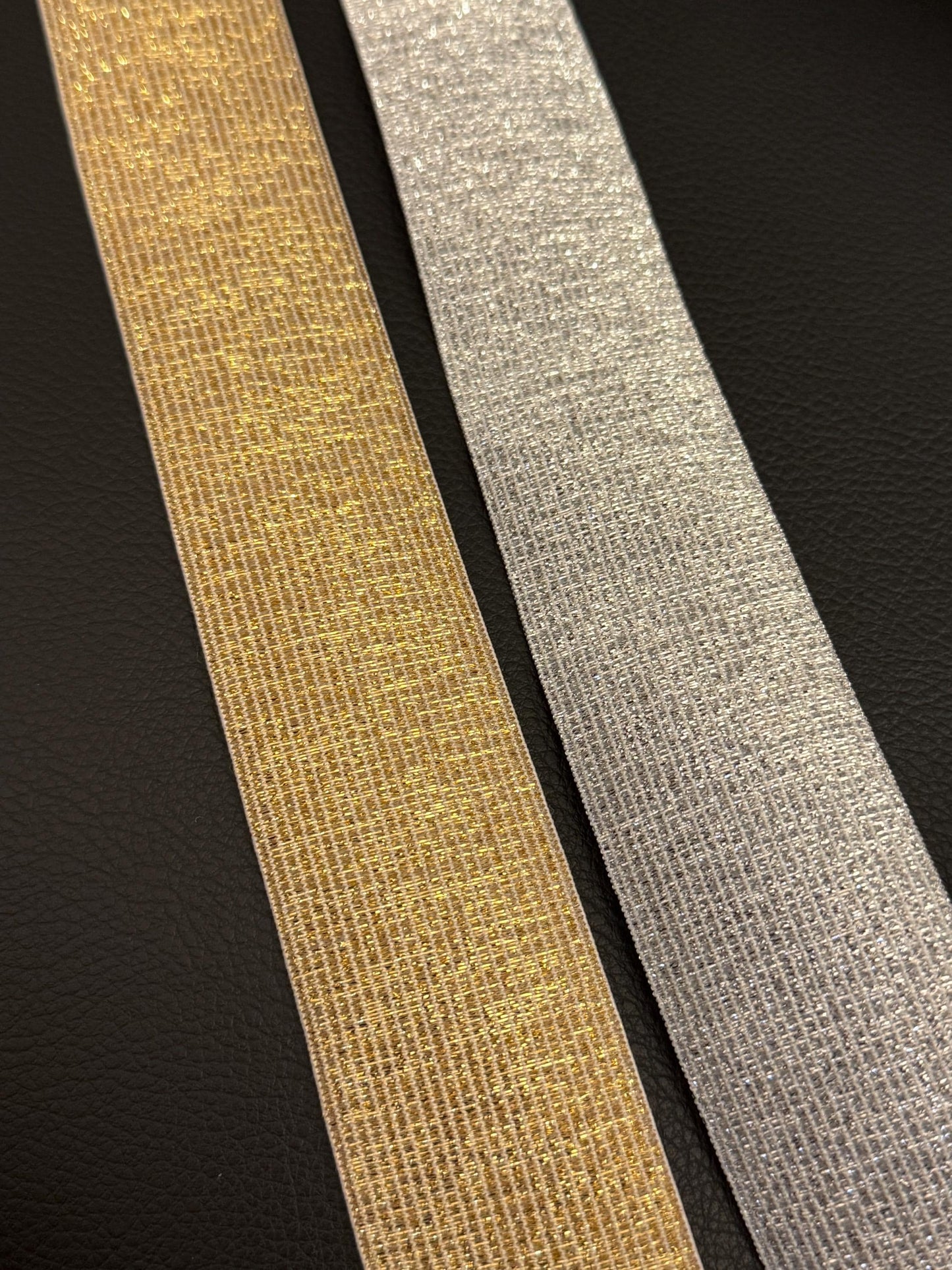 4cm Wide Knitted Lurex Elastic: Silver or Gold, UK Made