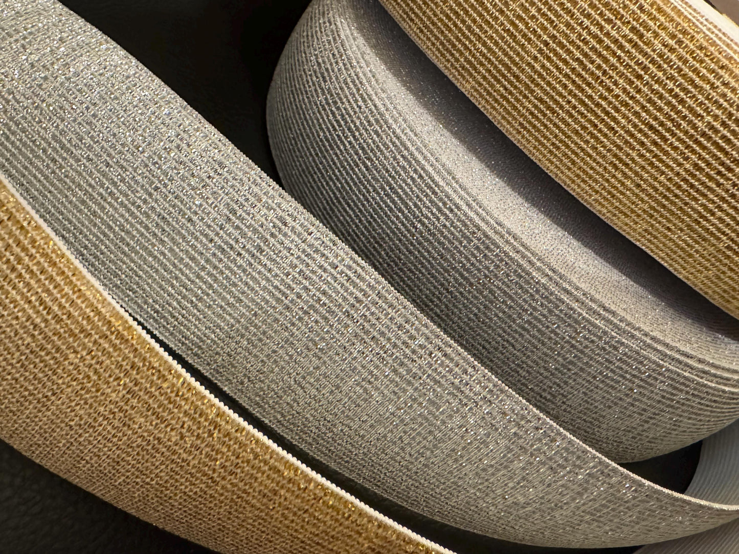 4cm Wide Knitted Lurex Elastic: Silver or Gold, UK Made