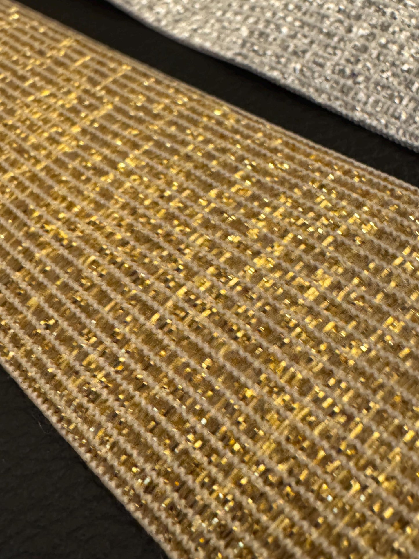 4cm Wide Knitted Lurex Elastic: Silver or Gold, UK Made