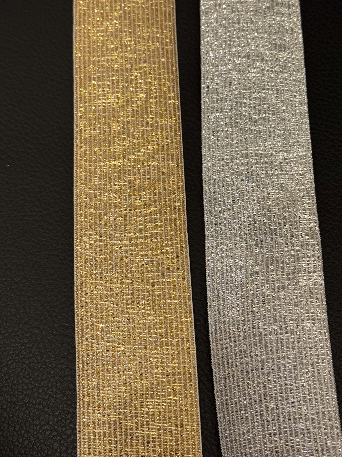 4cm Wide Knitted Lurex Elastic: Silver or Gold, UK Made