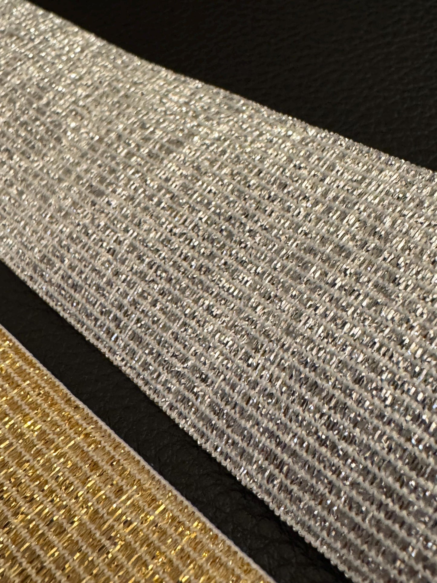 4cm Wide Knitted Lurex Elastic: Silver or Gold, UK Made