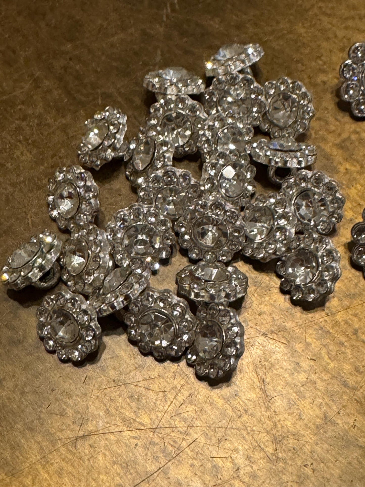 Buttons Jewel & Diamanté Rhinestone Shank Buttons, Silver finish, 10mm-15mm Size, sewing buttons, Bridal Buttons, Handmade Premium Buttons