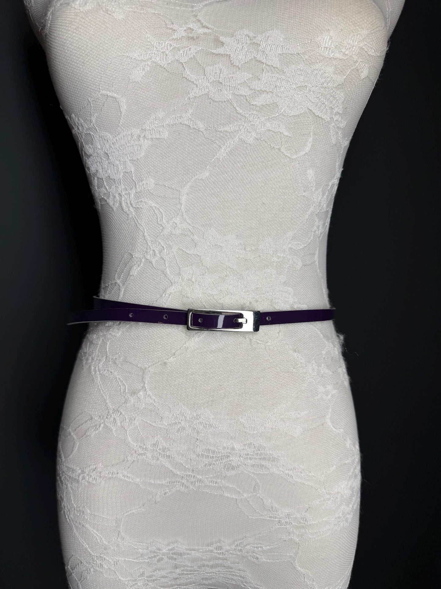 Purple Belt, Patent Purple Skinny Belt, 1cm Wide Belt, Fashion Belt, 100cm Long