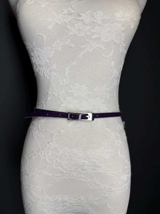 Purple Belt, Patent Purple Skinny Belt, 1cm Wide Belt, Fashion Belt, 100cm Long