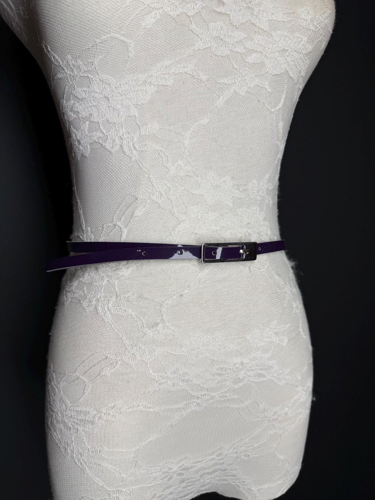 Purple Belt, Patent Purple Skinny Belt, 1cm Wide Belt, Fashion Belt, 100cm Long