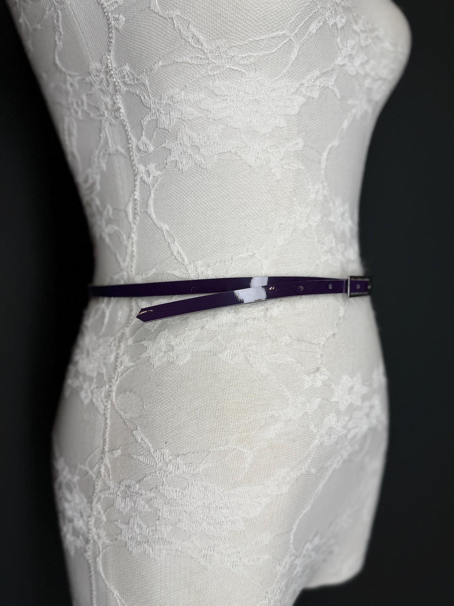 Purple Belt, Patent Purple Skinny Belt, 1cm Wide Belt, Fashion Belt, 100cm Long