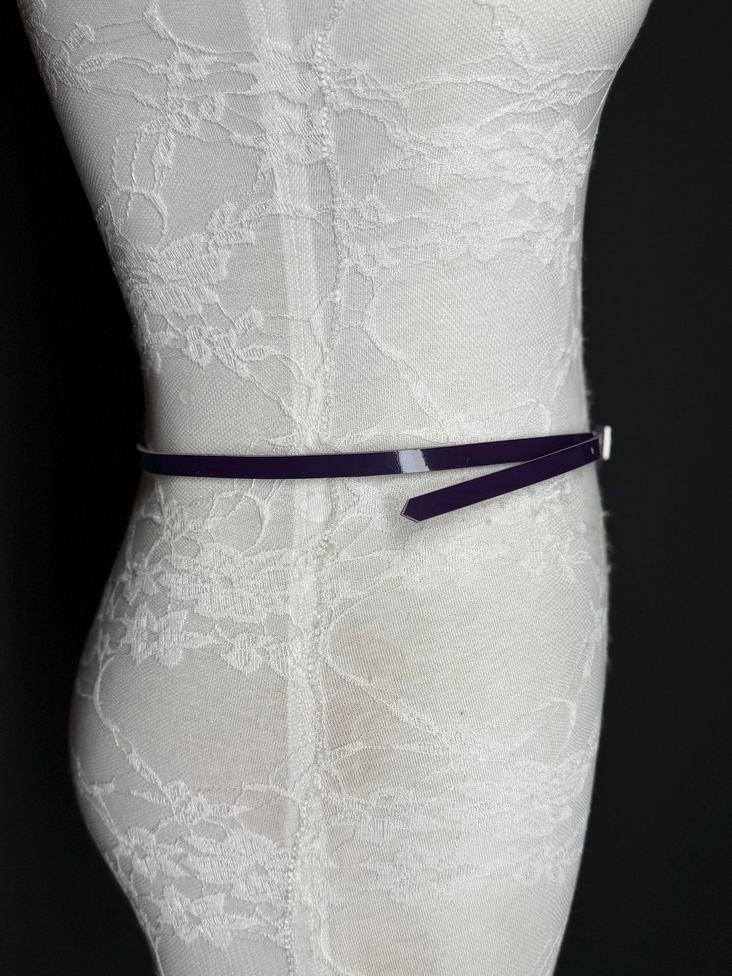 Purple Belt, Patent Purple Skinny Belt, 1cm Wide Belt, Fashion Belt, 100cm Long