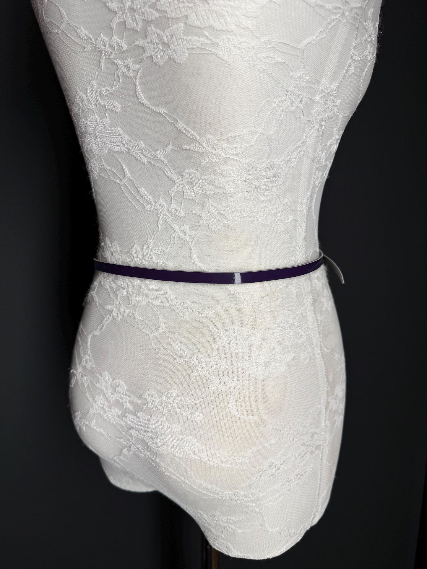 Purple Belt, Patent Purple Skinny Belt, 1cm Wide Belt, Fashion Belt, 100cm Long