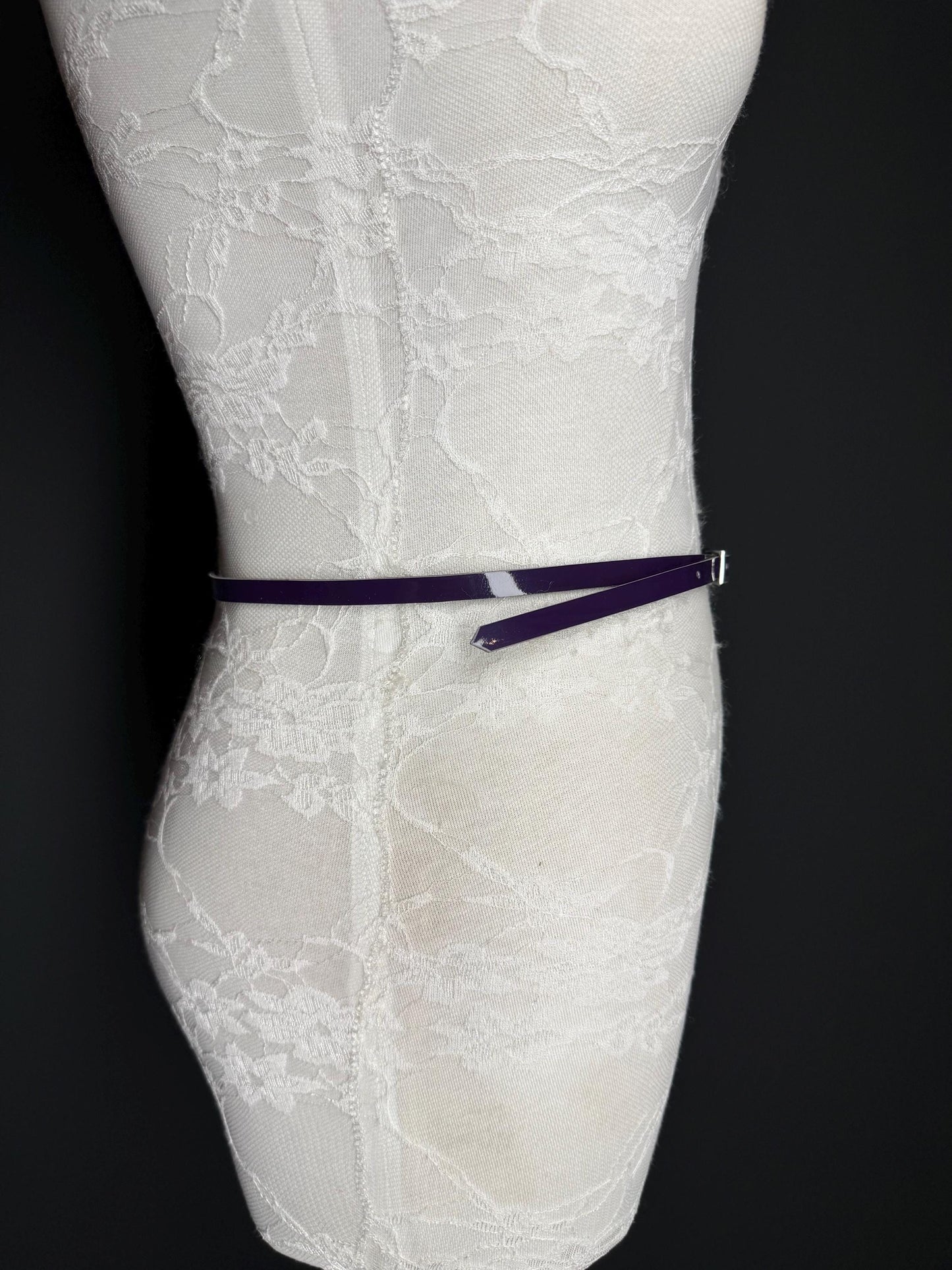 Purple Belt, Patent Purple Skinny Belt, 1cm Wide Belt, Fashion Belt, 100cm Long