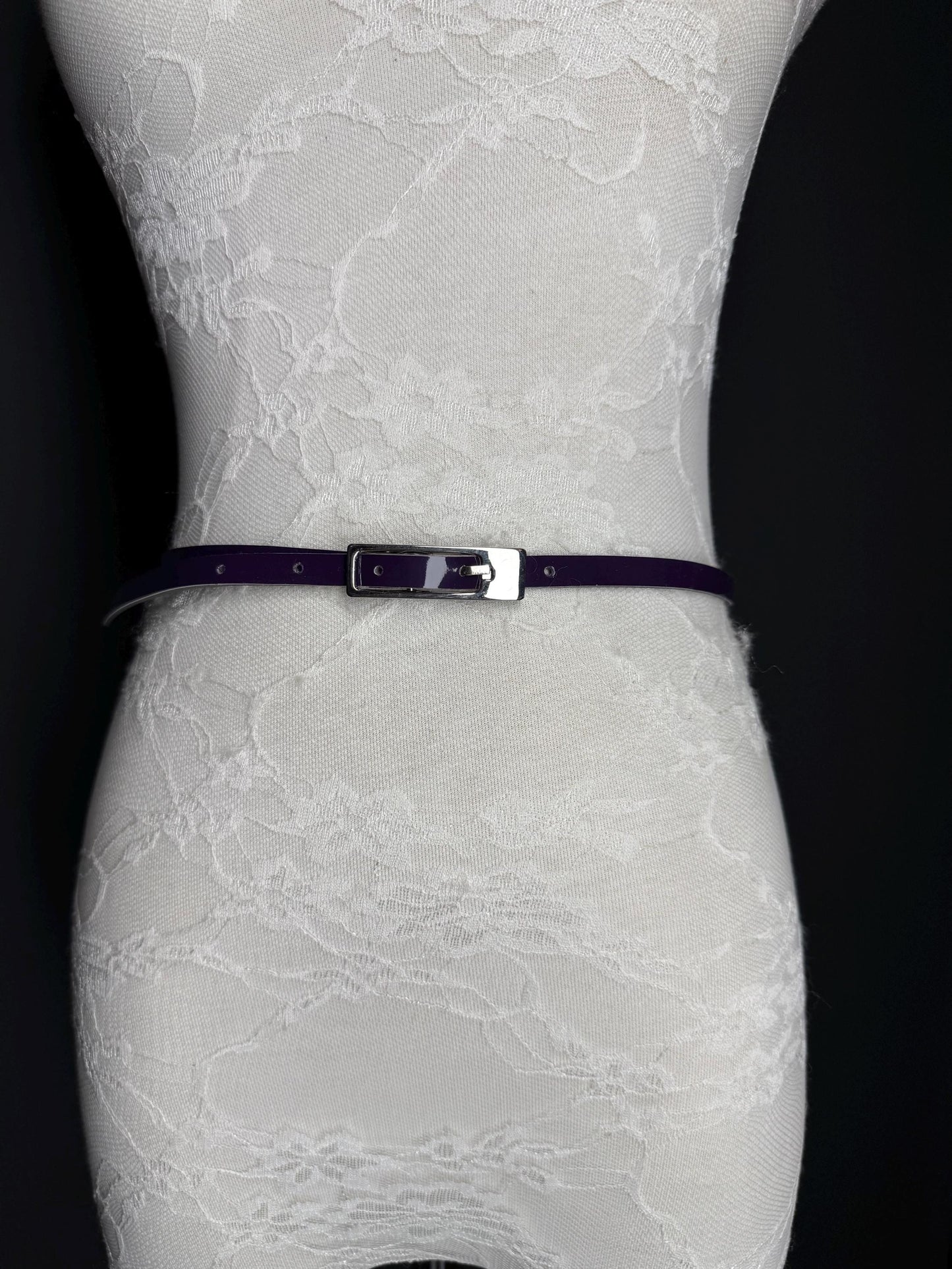 Purple Belt, Patent Purple Skinny Belt, 1cm Wide Belt, Fashion Belt, 100cm Long