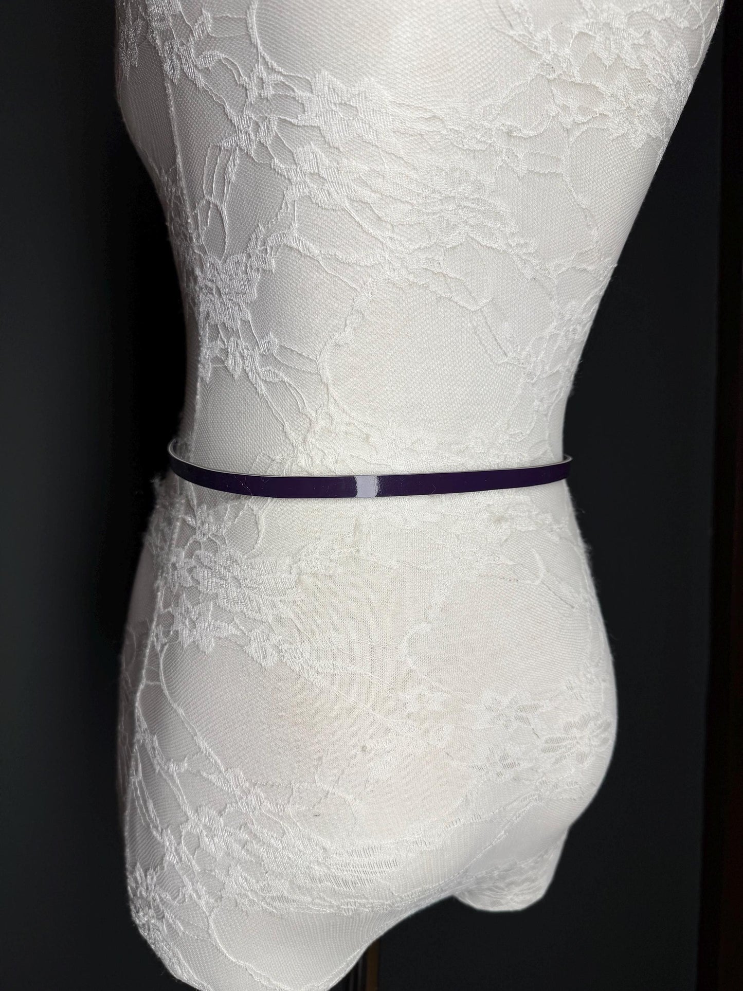 Purple Belt, Patent Purple Skinny Belt, 1cm Wide Belt, Fashion Belt, 100cm Long