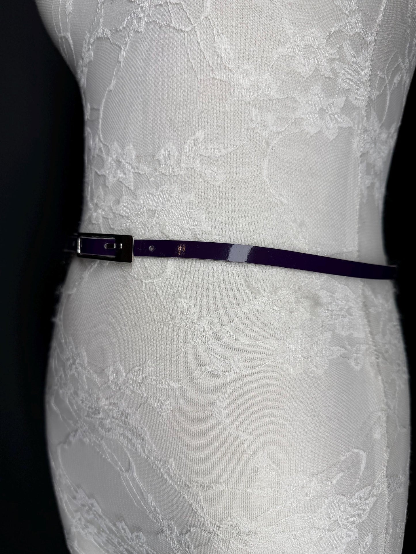Purple Belt, Patent Purple Skinny Belt, 1cm Wide Belt, Fashion Belt, 100cm Long