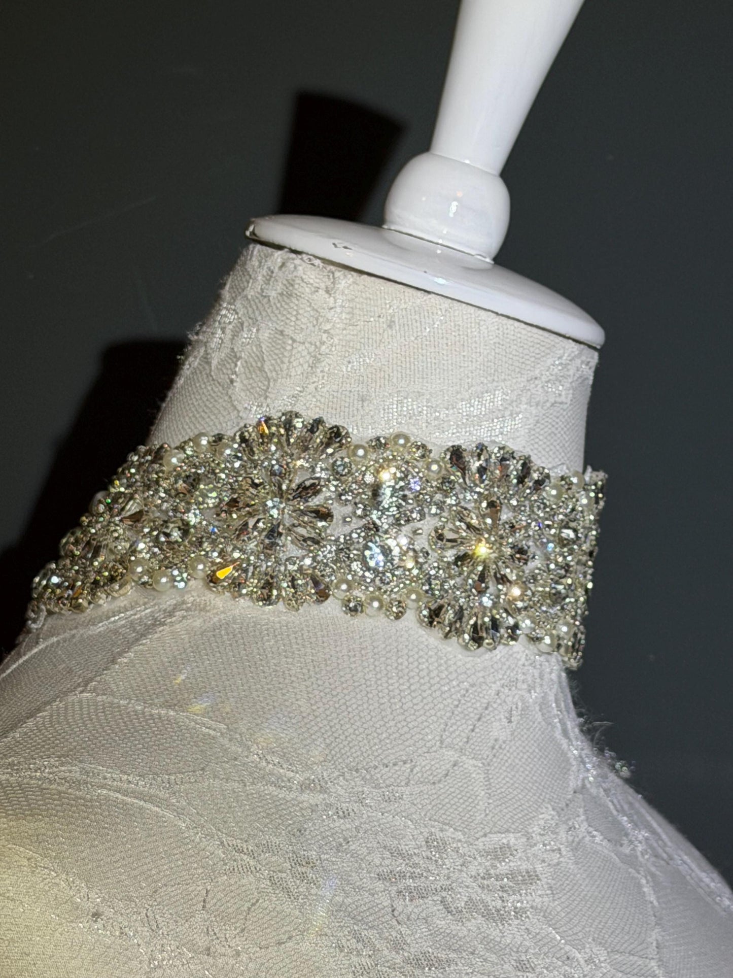 Handmade Rhinestone Pearl Choker, Bridal Jewelery