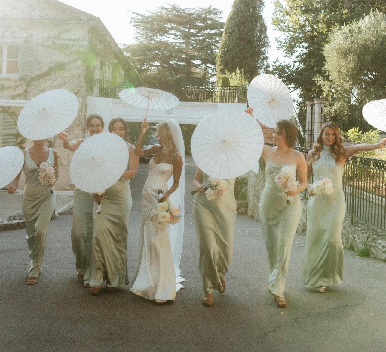 Ivory Paper Parasol Umbrella, 60cm Diameter, Handmade Sun Protection, Wood Handle