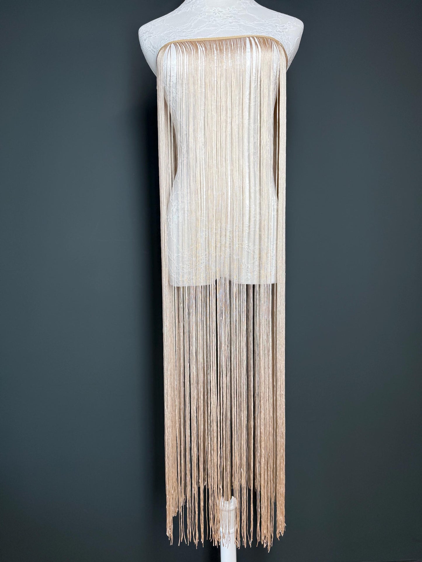 Champagne Fringe Trim, 40" Wide, Dense Quality, 27 Colour Options