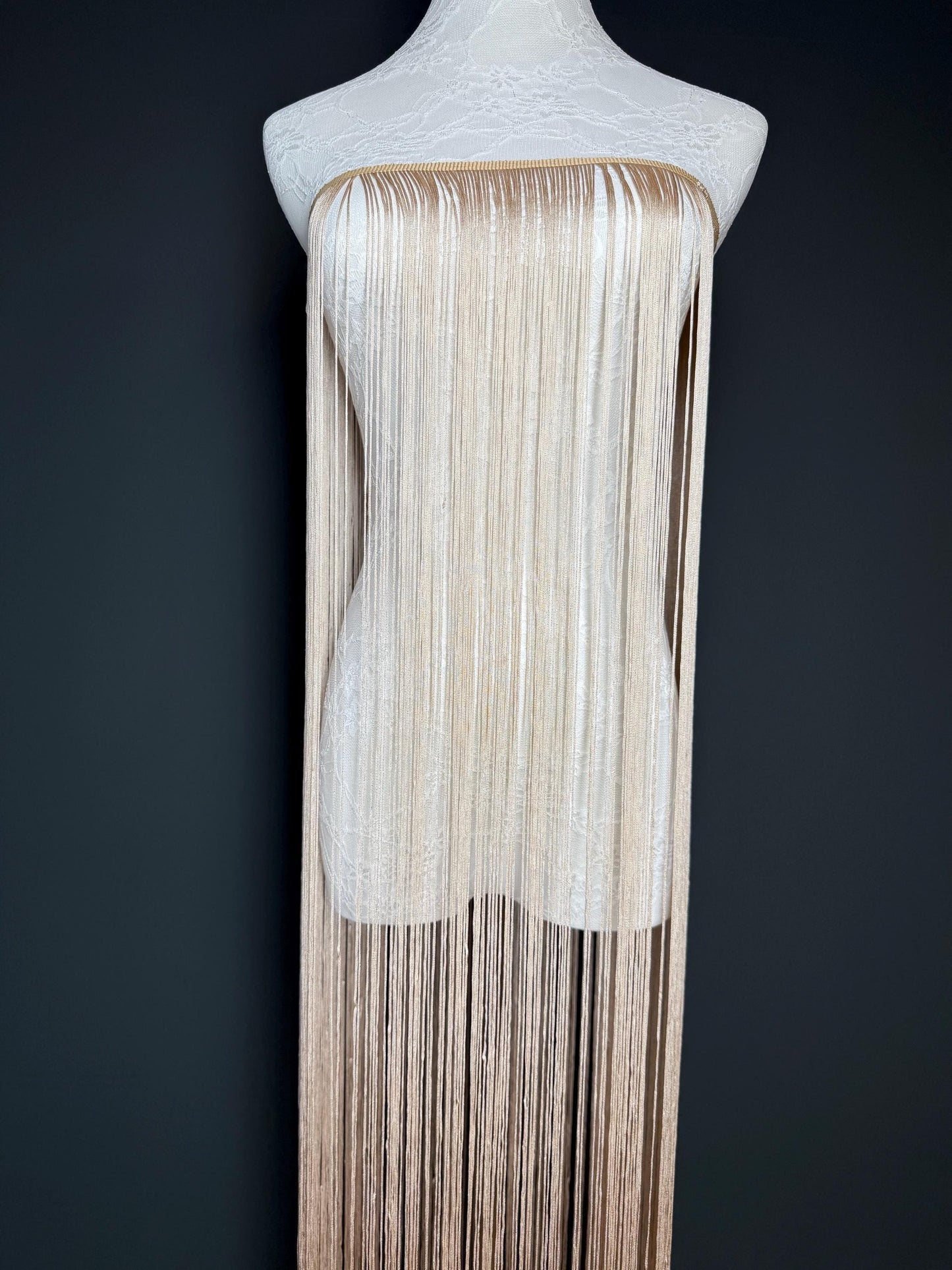 Champagne Fringe Trim, 40" Wide, Dense Quality, 27 Colour Options