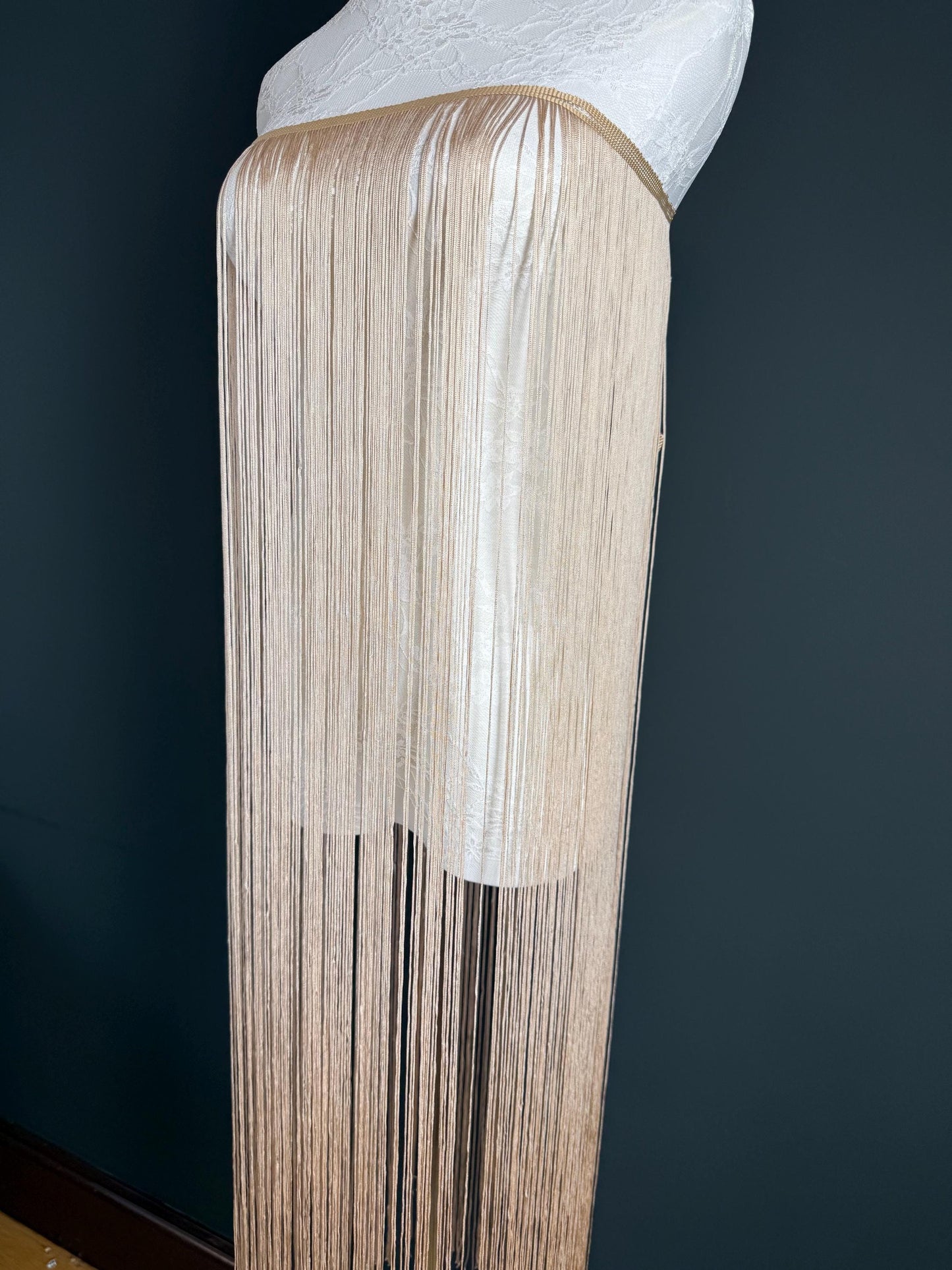 Champagne Fringe Trim, 40" Wide, Dense Quality, 27 Colour Options
