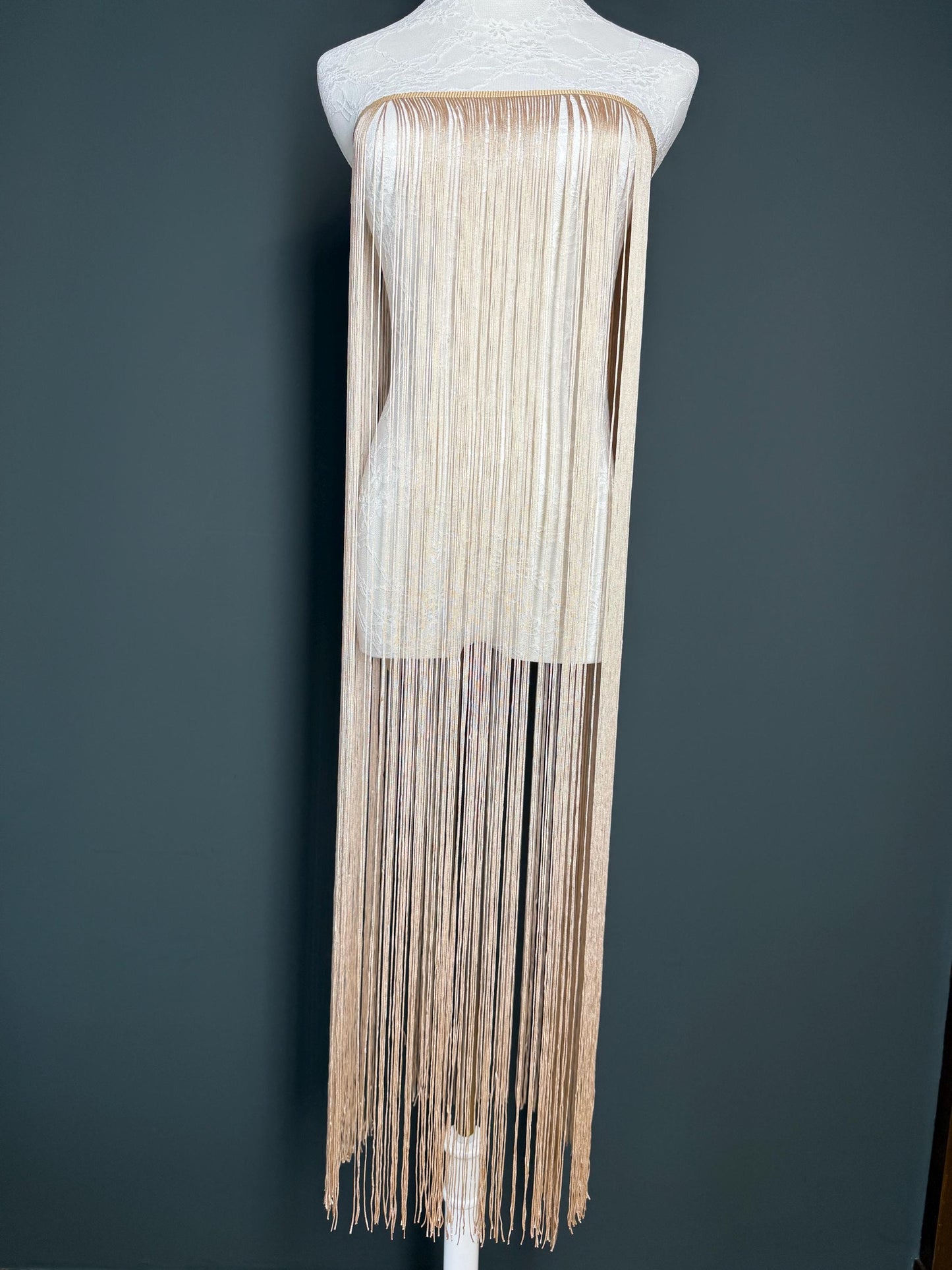 Champagne Fringe Trim, 40" Wide, Dense Quality, 27 Colour Options