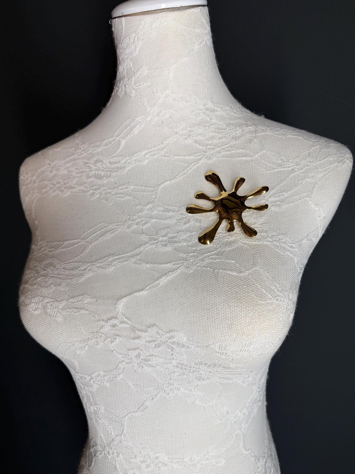 Splat Metal Brooch, Solid Metal Brooch, Pin on, Jewellery, Accessory, 2.5” Wide, Unusual, Gift, FAN Design, Brooches, Gold, Silver