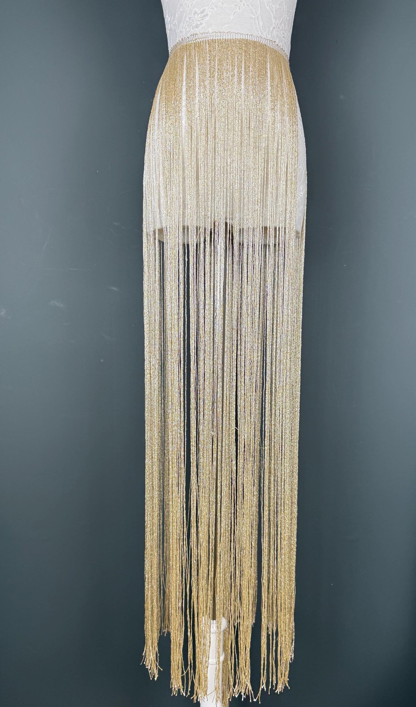 Long Lurex Fringe Trim 40”  Metallic Gold Silver for Costume Dance Dress Sewing