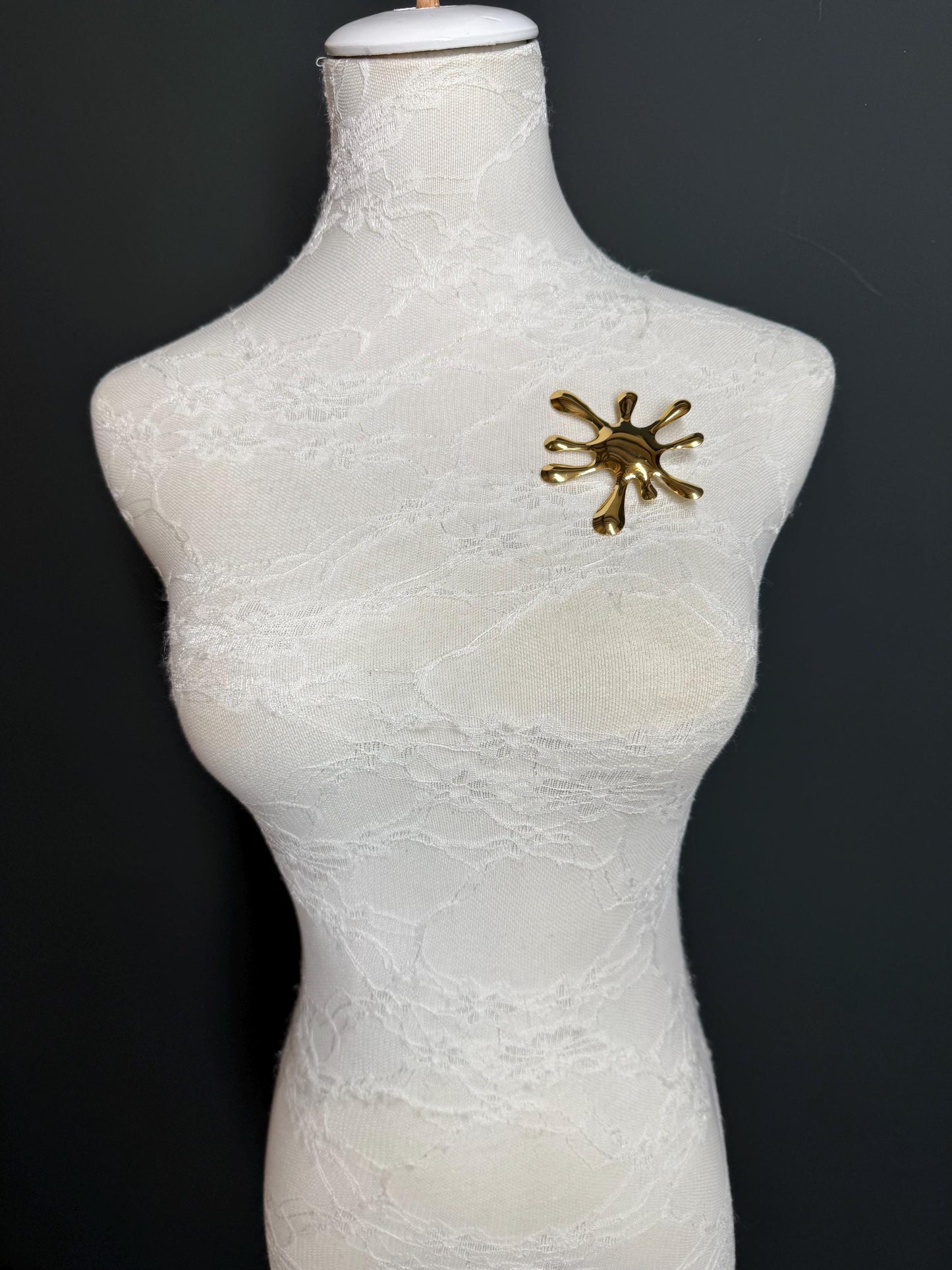 Splat Metal Brooch, Solid Metal Brooch, Pin on, Jewellery, Accessory, 2.5” Wide, Unusual, Gift, FAN Design, Brooches, Gold, Silver