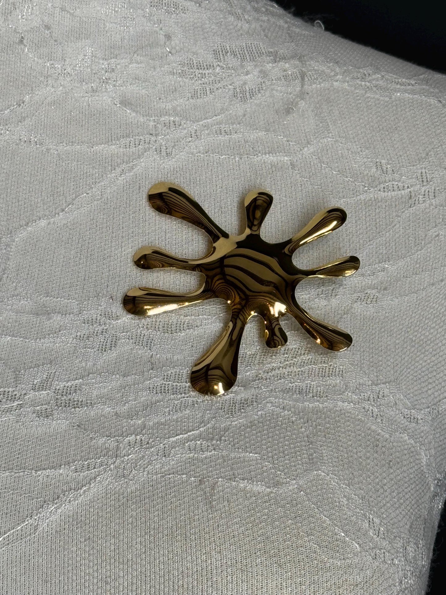 Splat Metal Brooch, Solid Metal Brooch, Pin on, Jewellery, Accessory, 2.5” Wide, Unusual, Gift, FAN Design, Brooches, Gold, Silver