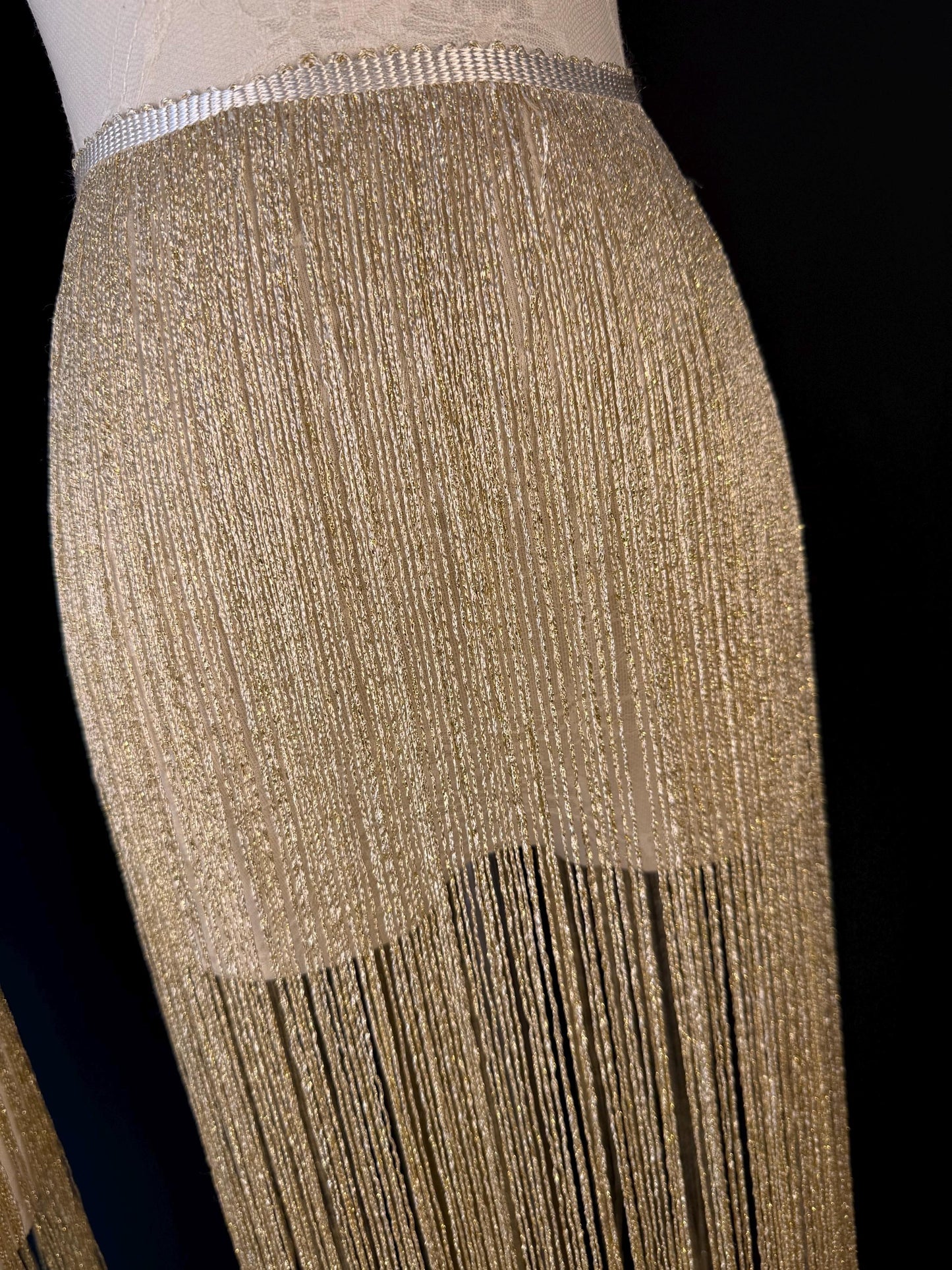 Long Lurex Fringe Trim 40”  Metallic Gold Silver for Costume Dance Dress Sewing
