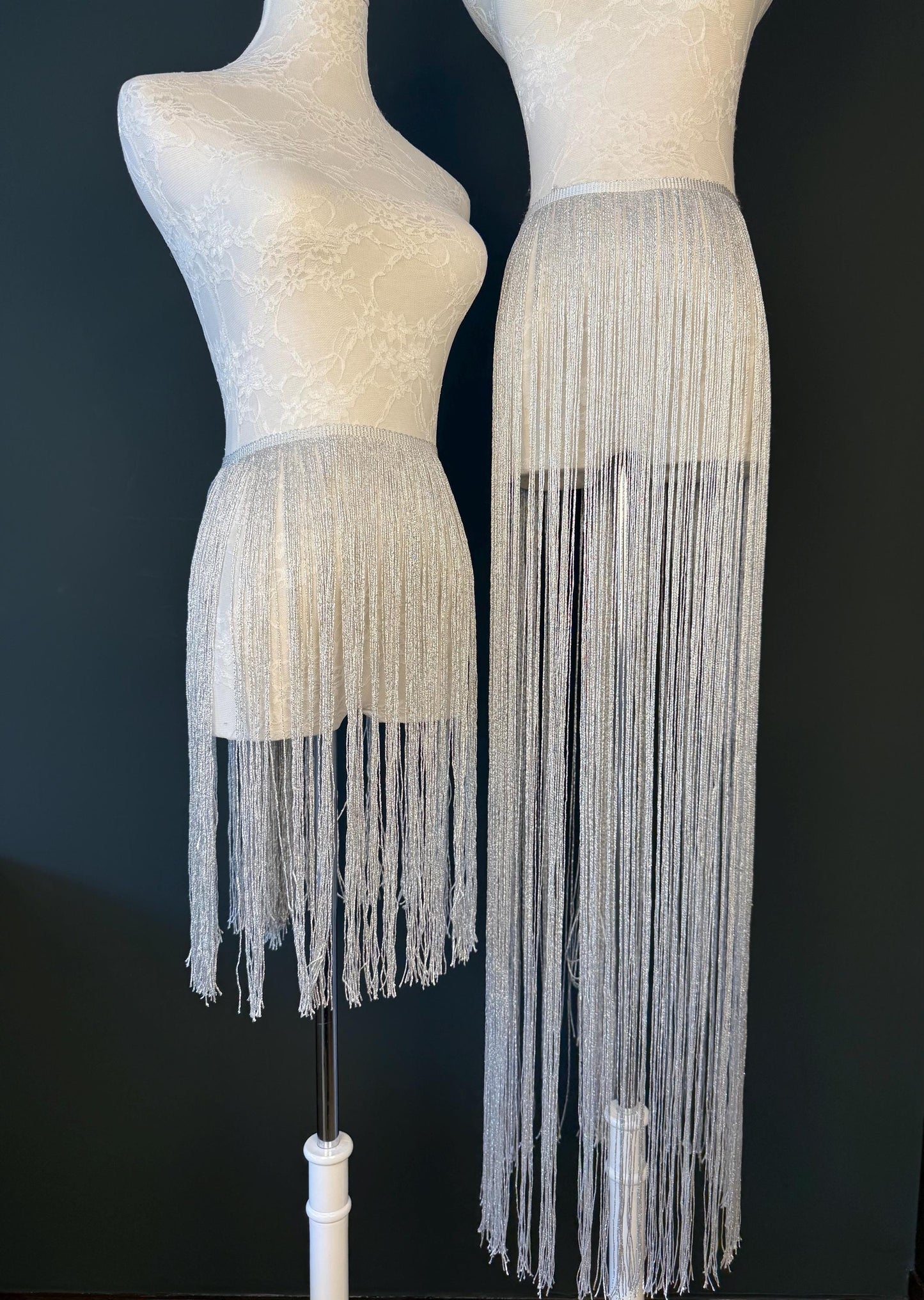 Long Lurex Fringe Trim 40”  Metallic Gold Silver for Costume Dance Dress Sewing