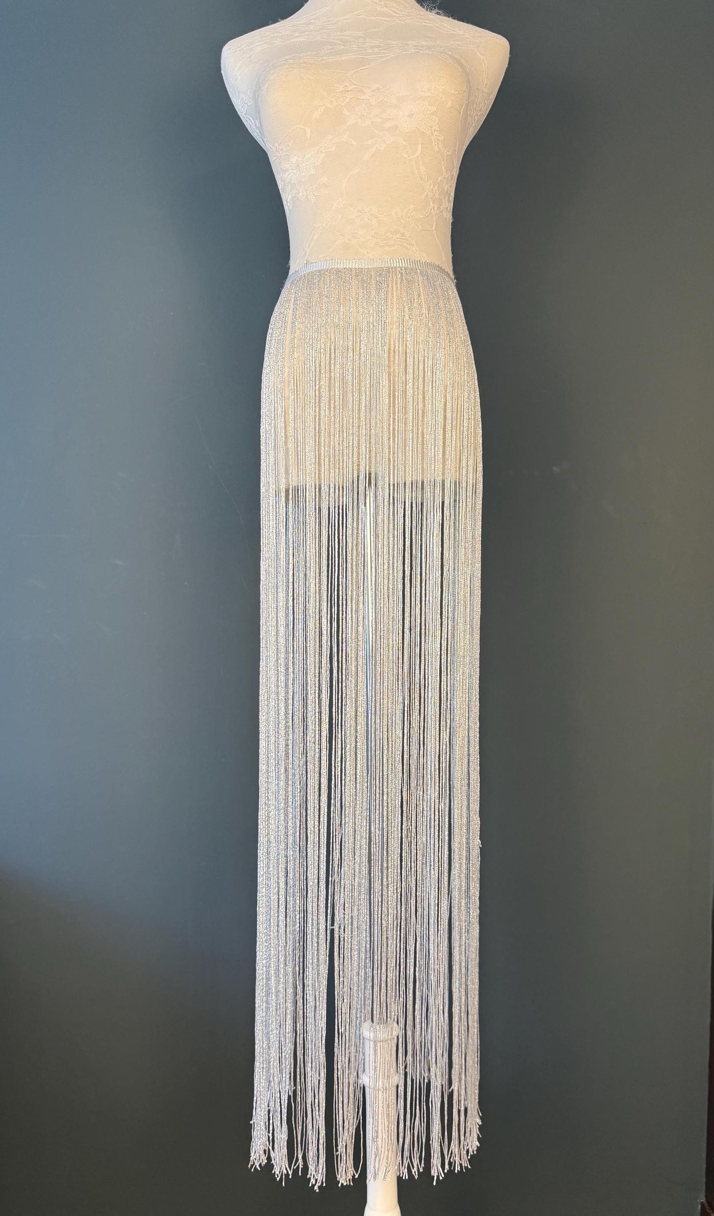 Long Lurex Fringe Trim 40”  Metallic Gold Silver for Costume Dance Dress Sewing