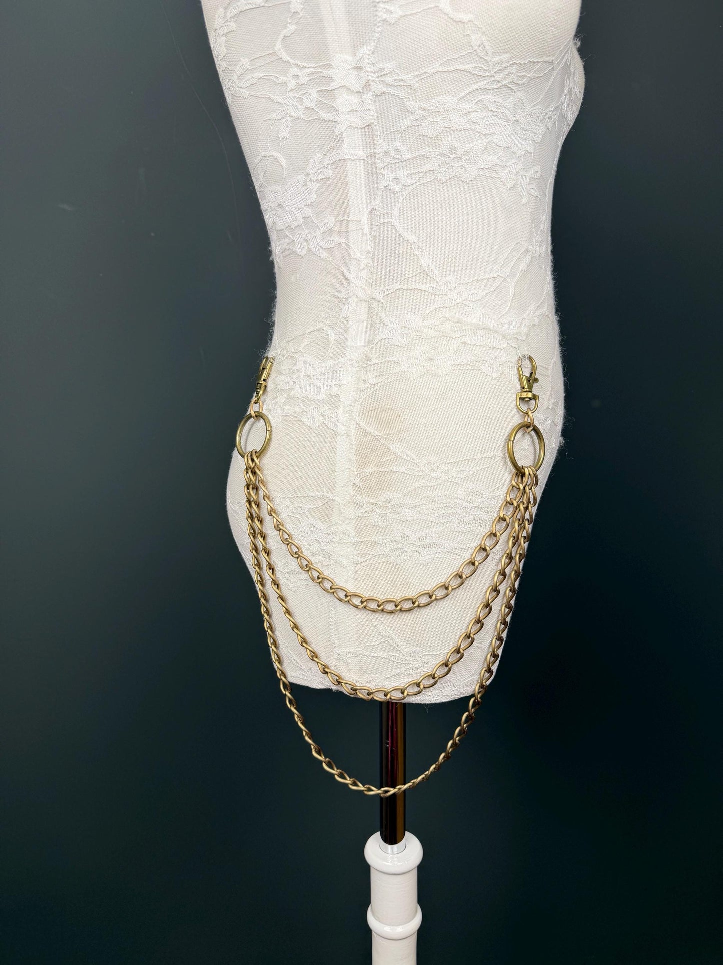 Layered Jeans Chains, Street Fashion, Hip Hop, 6 size selection, Silver, 3 Layers, Antique Brass, Gold, Silver, Festival, Bags, Gift, Jeans