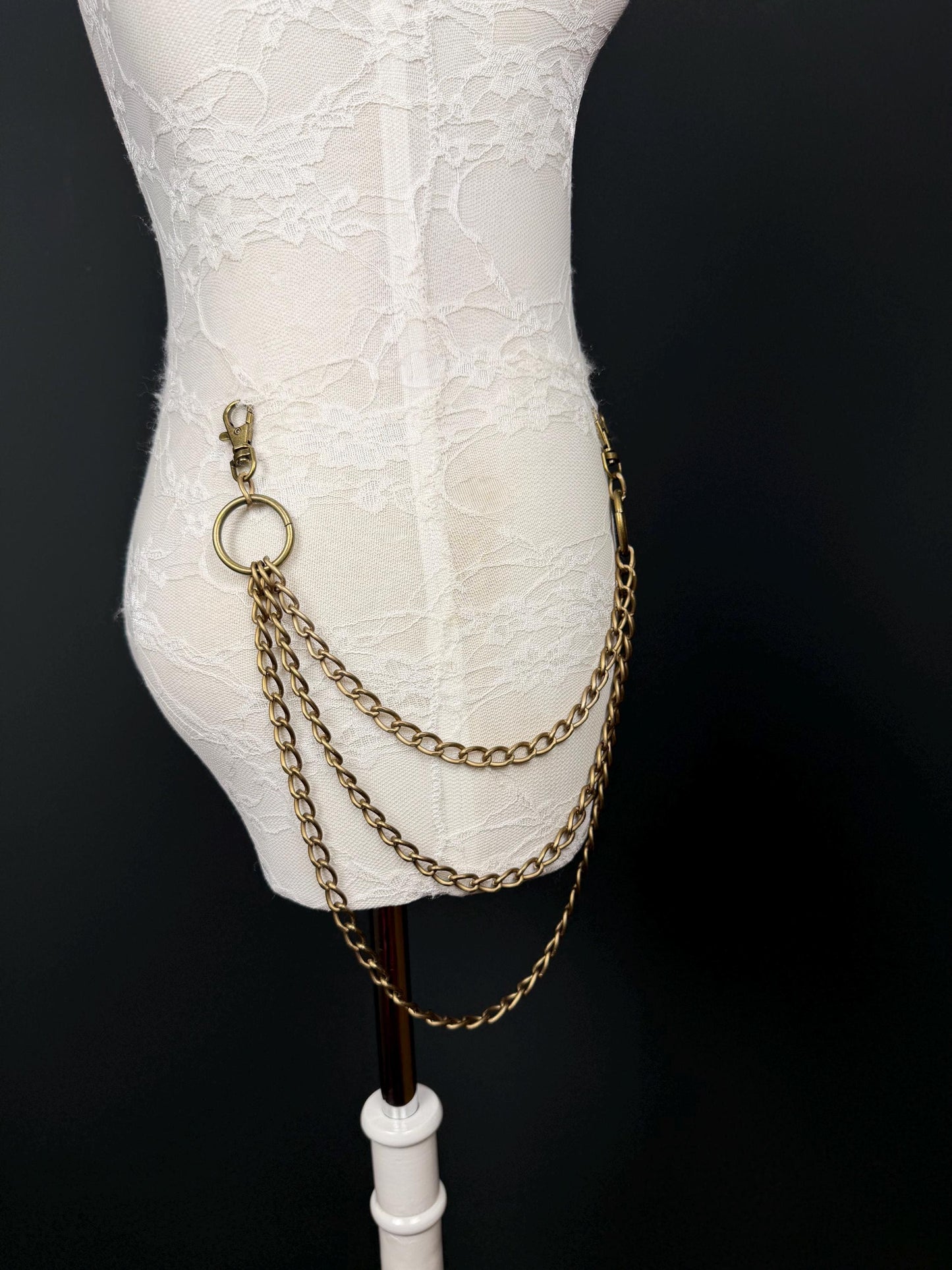 Layered Jeans Chains, Street Fashion, Hip Hop, 6 size selection, Silver, 3 Layers, Antique Brass, Gold, Silver, Festival, Bags, Gift, Jeans