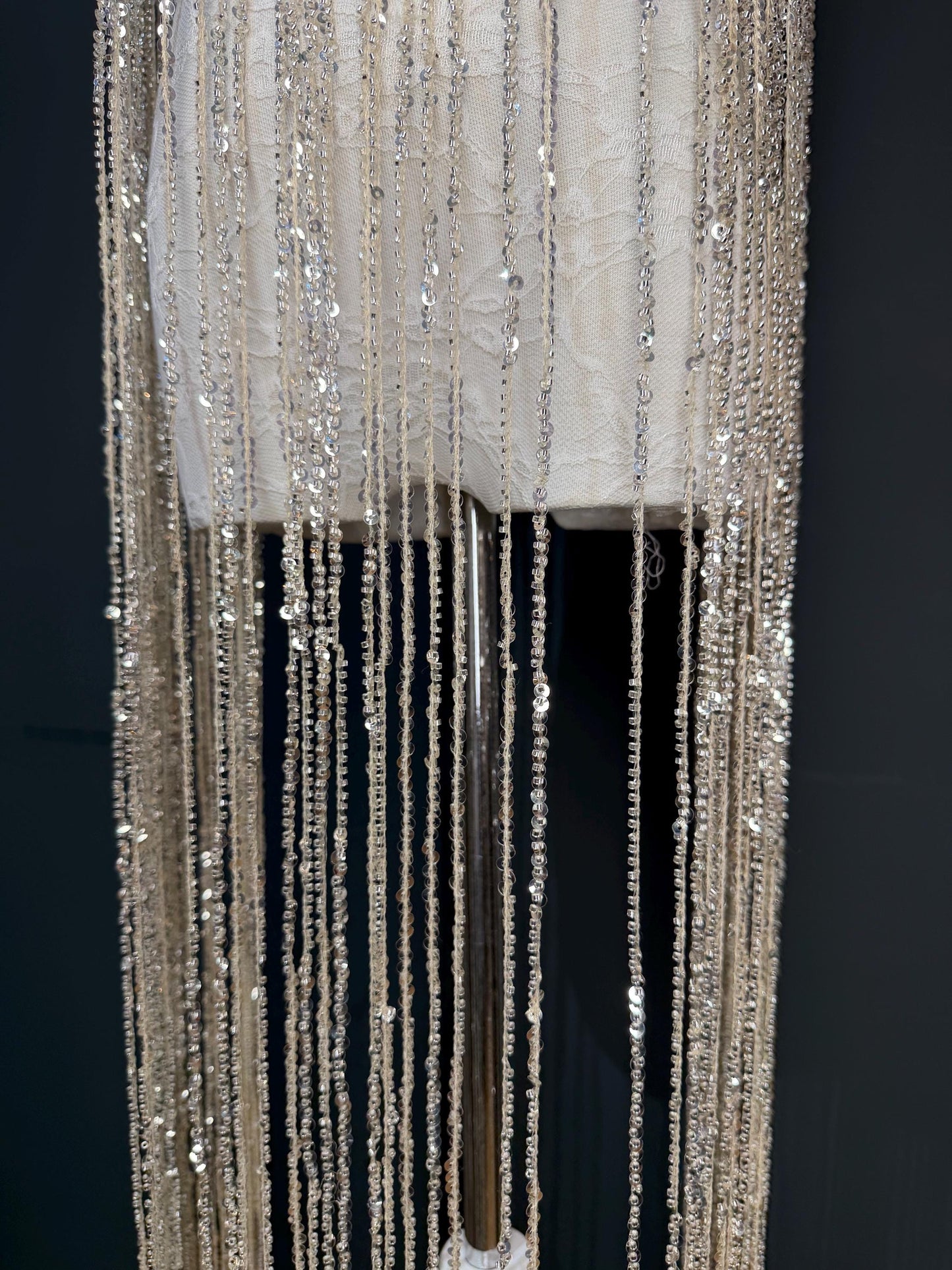 Champagne Beaded Fringe, 3 sizes, 4 colours, 52”, 12”, 6”, Black, White, Gold