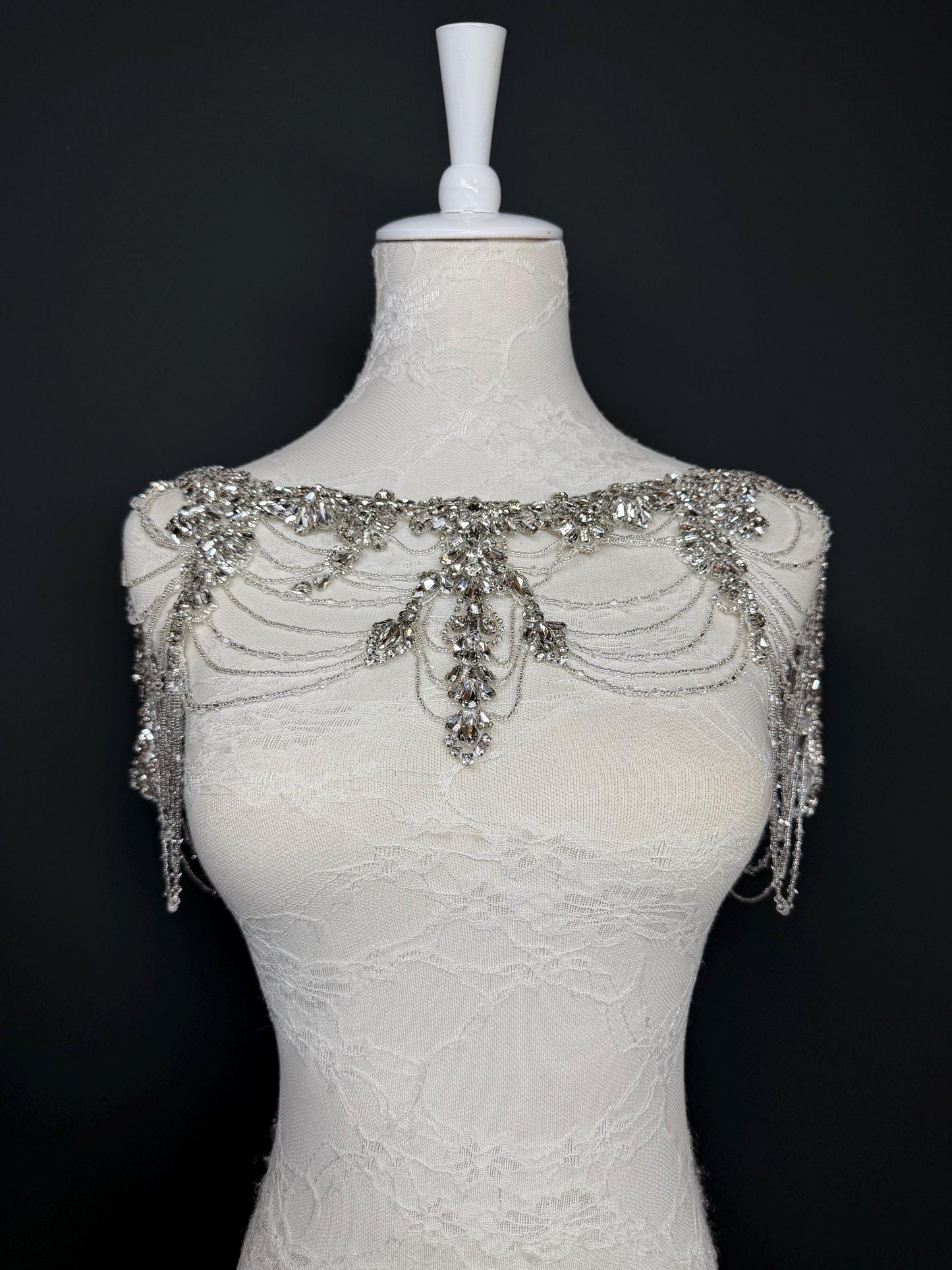 Jewel Shoulder Accessory, Bridal, Elegant, Rhinestone, Beaded shoulder jewellery