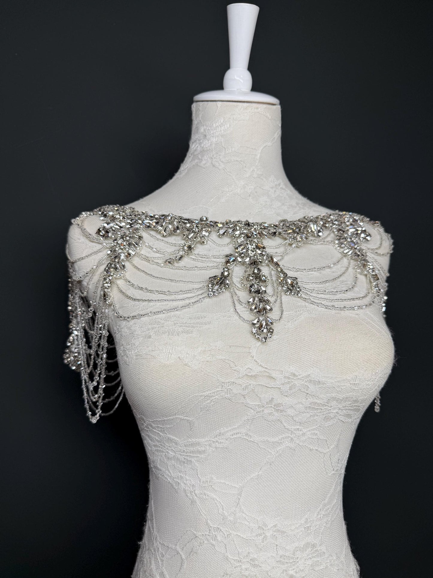 Jewel Shoulder Accessory, Bridal, Elegant, Rhinestone, Beaded shoulder jewellery