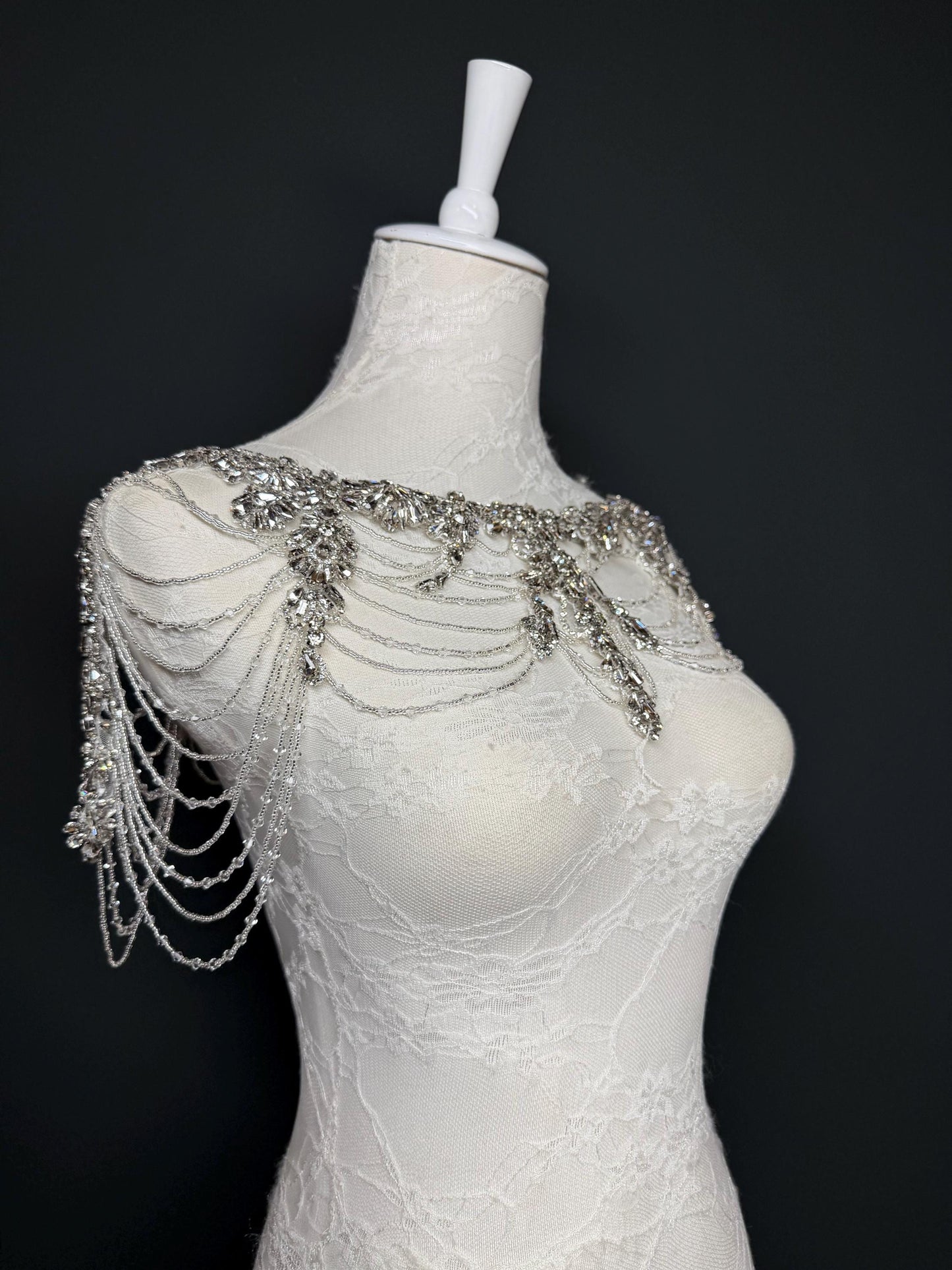 Jewel Shoulder Accessory, Bridal, Elegant, Rhinestone, Beaded shoulder jewellery