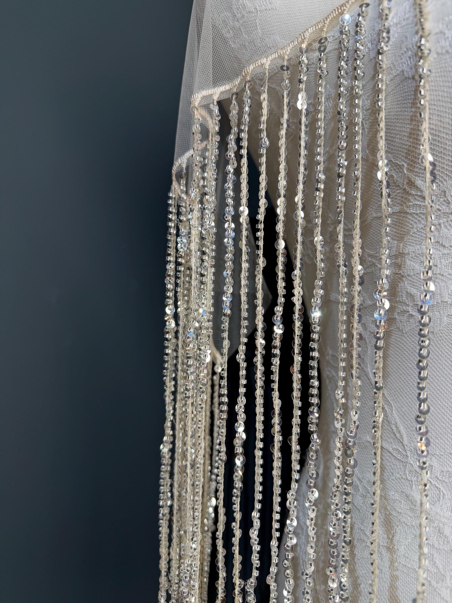Champagne Beaded Fringe, 3 sizes, 4 colours, 52”, 12”, 6”, Black, White, Gold