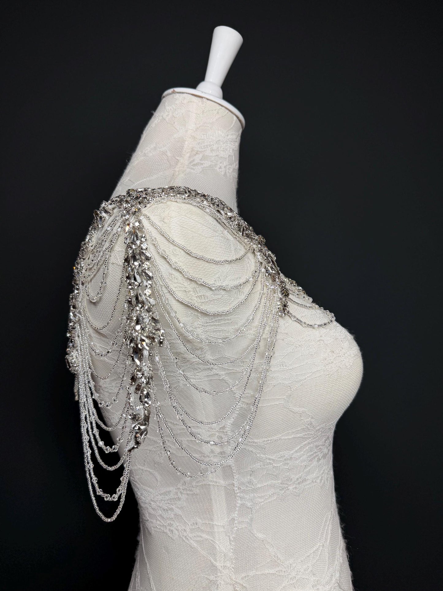 Jewel Shoulder Accessory, Bridal, Elegant, Rhinestone, Beaded shoulder jewellery