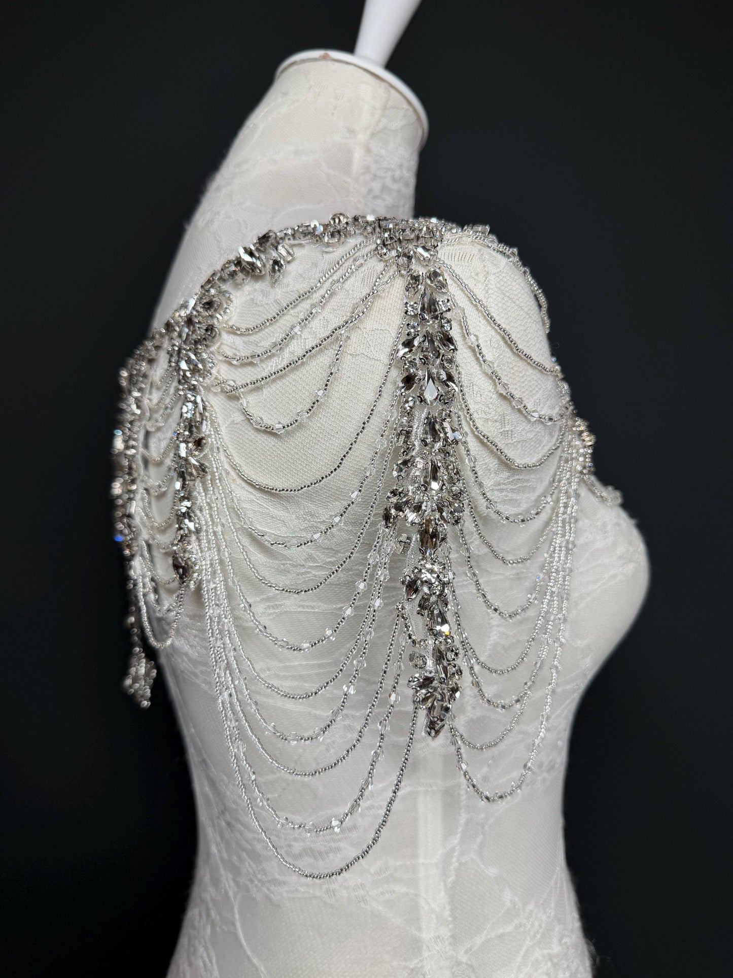 Jewel Shoulder Accessory, Bridal, Elegant, Rhinestone, Beaded shoulder jewellery