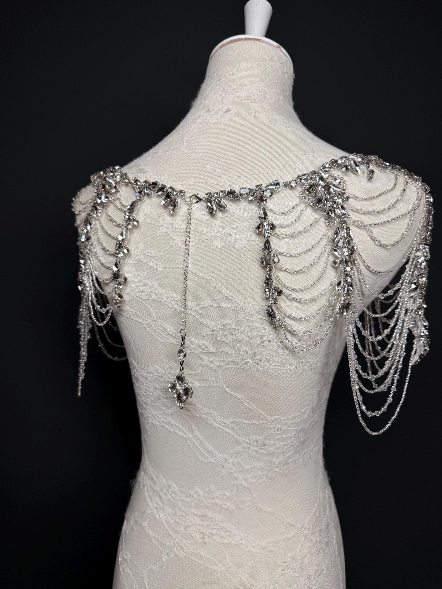 Jewel Shoulder Accessory, Bridal, Elegant, Rhinestone, Beaded shoulder jewellery