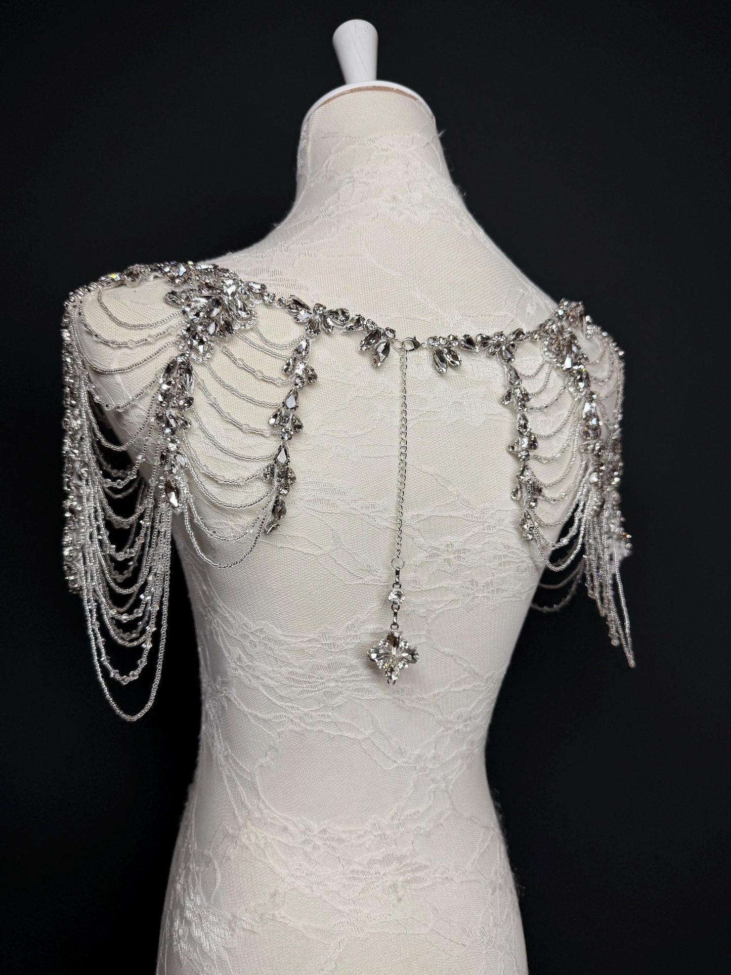 Jewel Shoulder Accessory, Bridal, Elegant, Rhinestone, Beaded shoulder jewellery