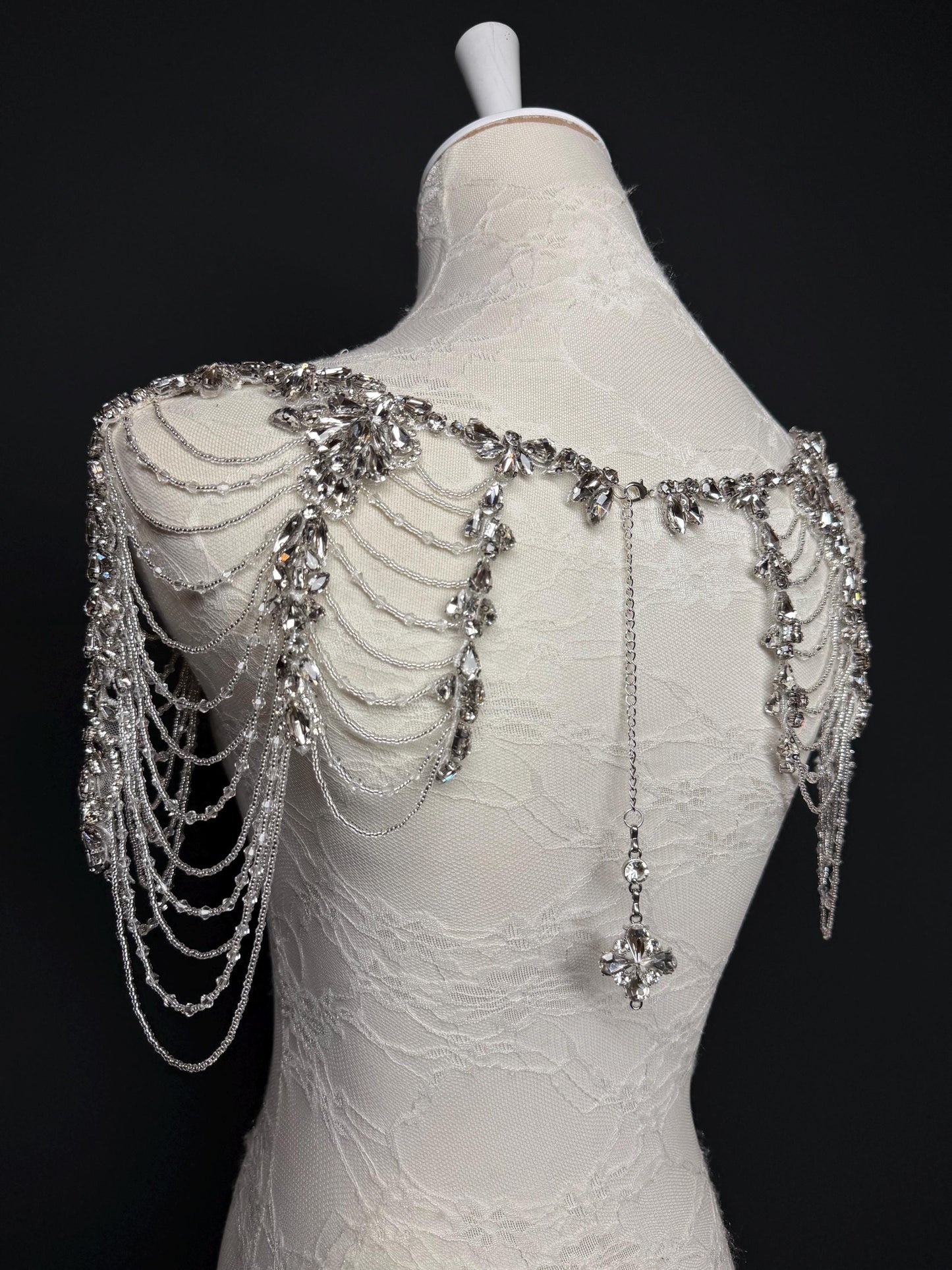 Jewel Shoulder Accessory, Bridal, Elegant, Rhinestone, Beaded shoulder jewellery