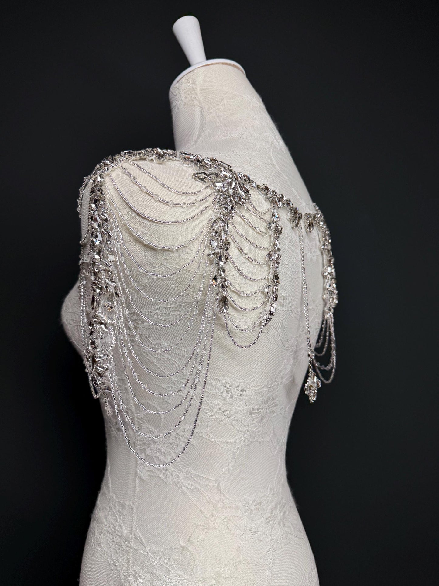 Jewel Shoulder Accessory, Bridal, Elegant, Rhinestone, Beaded shoulder jewellery