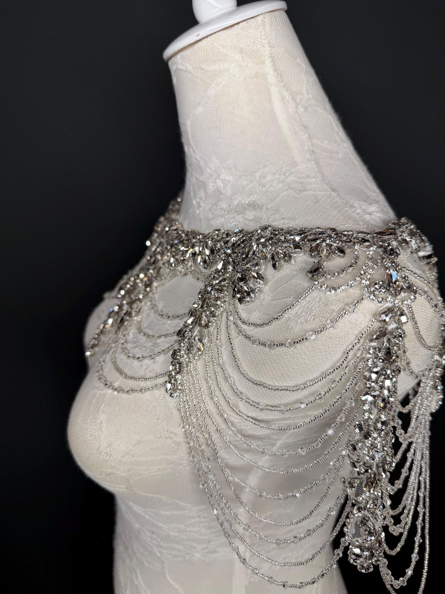 Jewel Shoulder Accessory, Bridal, Elegant, Rhinestone, Beaded shoulder jewellery