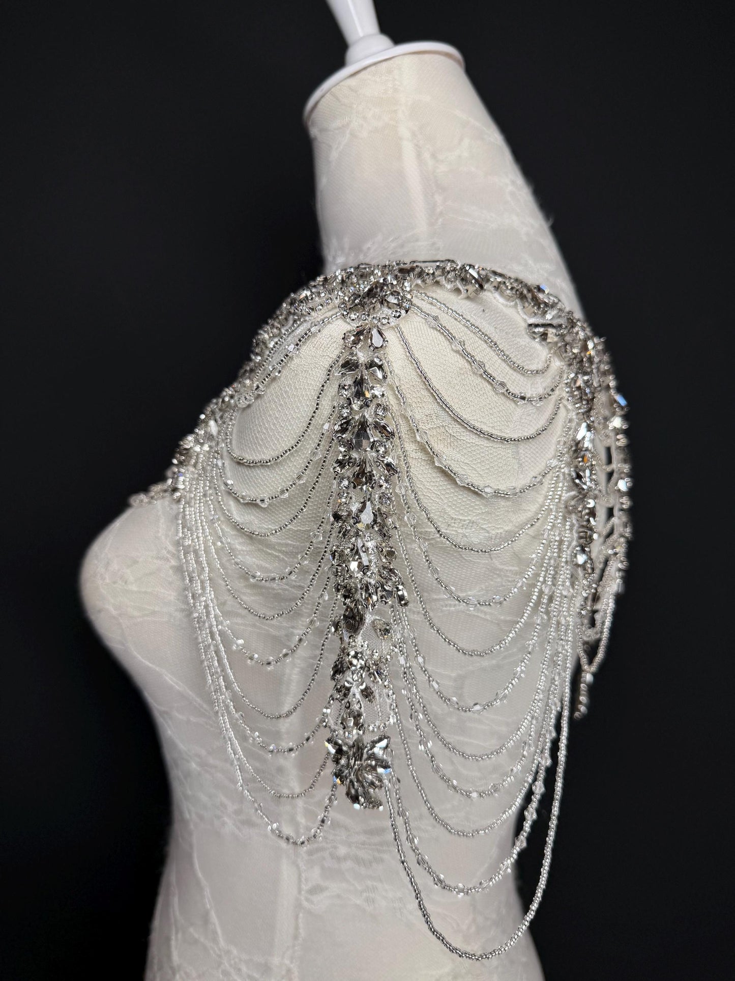 Jewel Shoulder Accessory, Bridal, Elegant, Rhinestone, Beaded shoulder jewellery