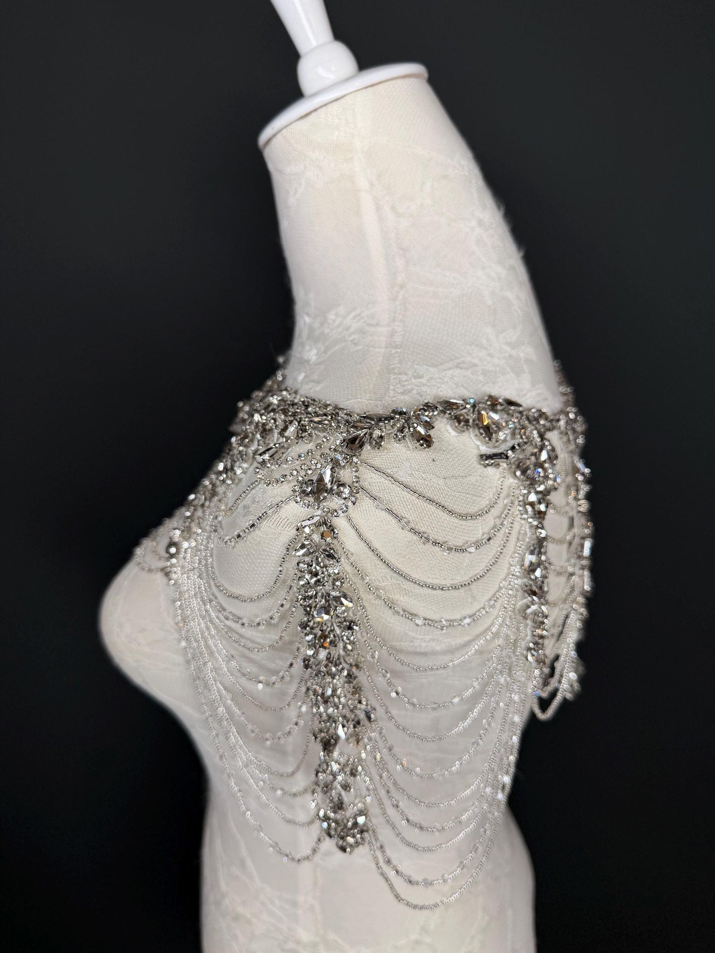Jewel Shoulder Accessory, Bridal, Elegant, Rhinestone, Beaded shoulder jewellery