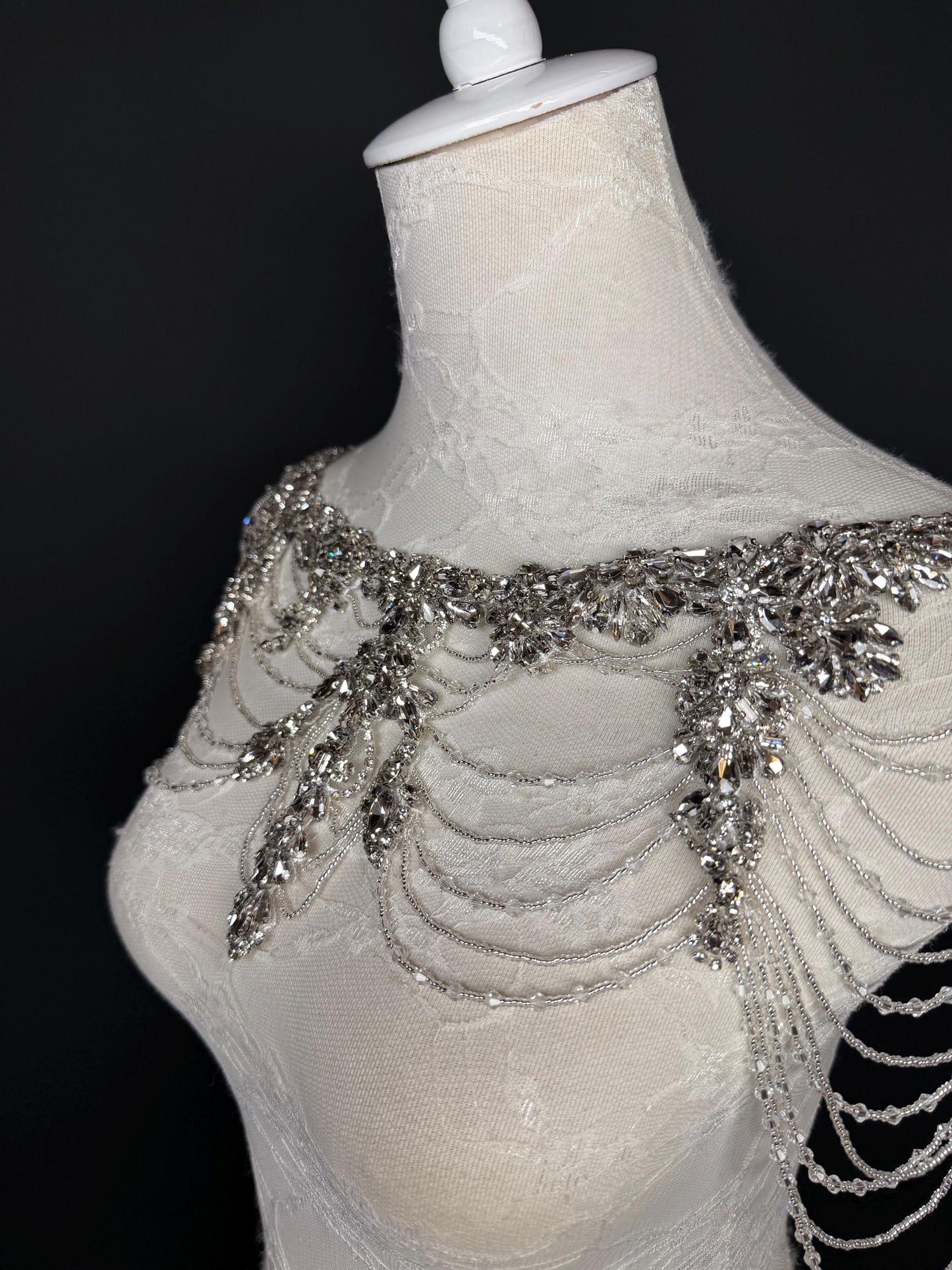 Jewel Shoulder Accessory, Bridal, Elegant, Rhinestone, Beaded shoulder jewellery