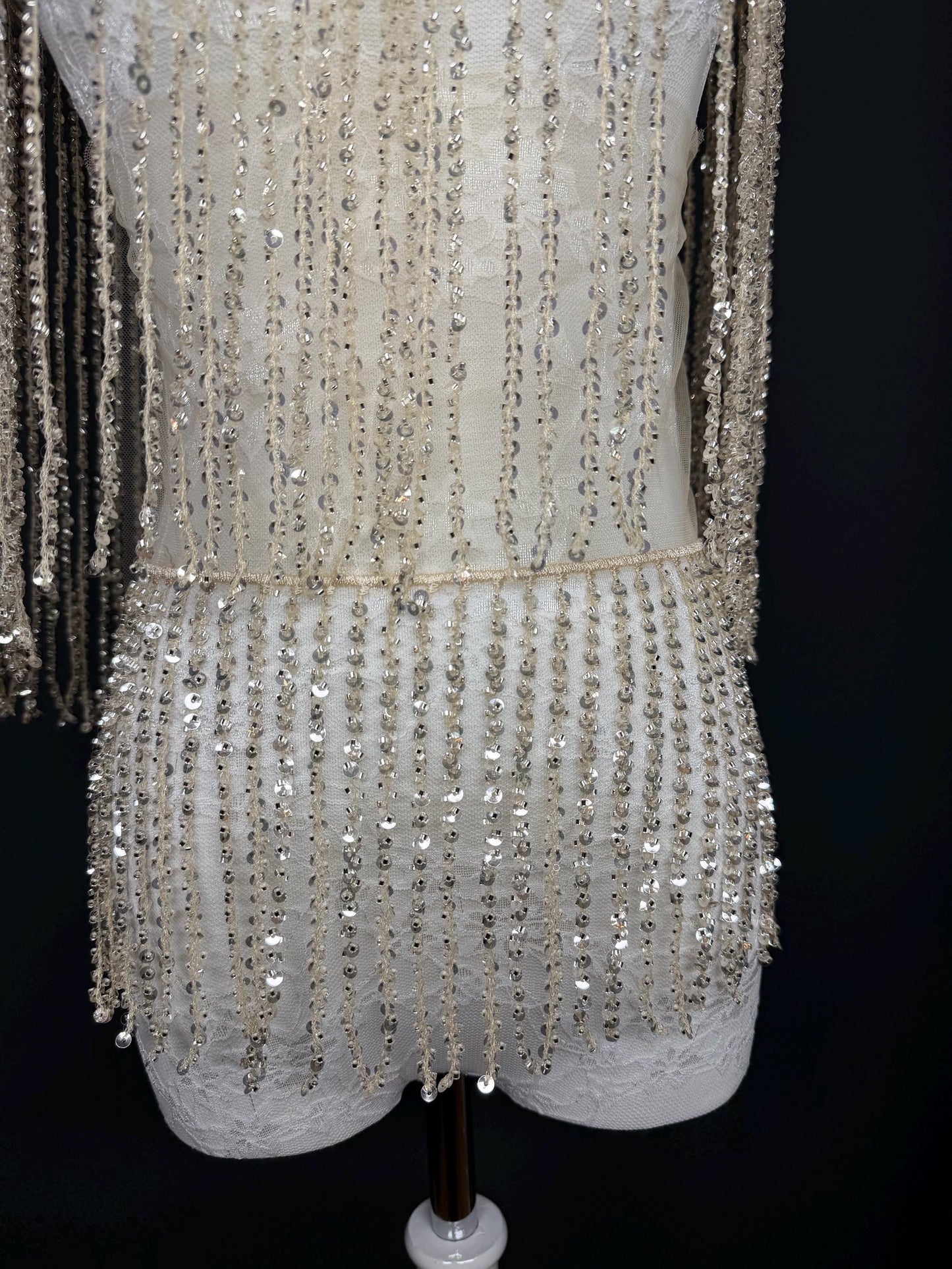 Champagne Beaded Fringe, 3 sizes, 4 colours, 52”, 12”, 6”, Black, White, Gold