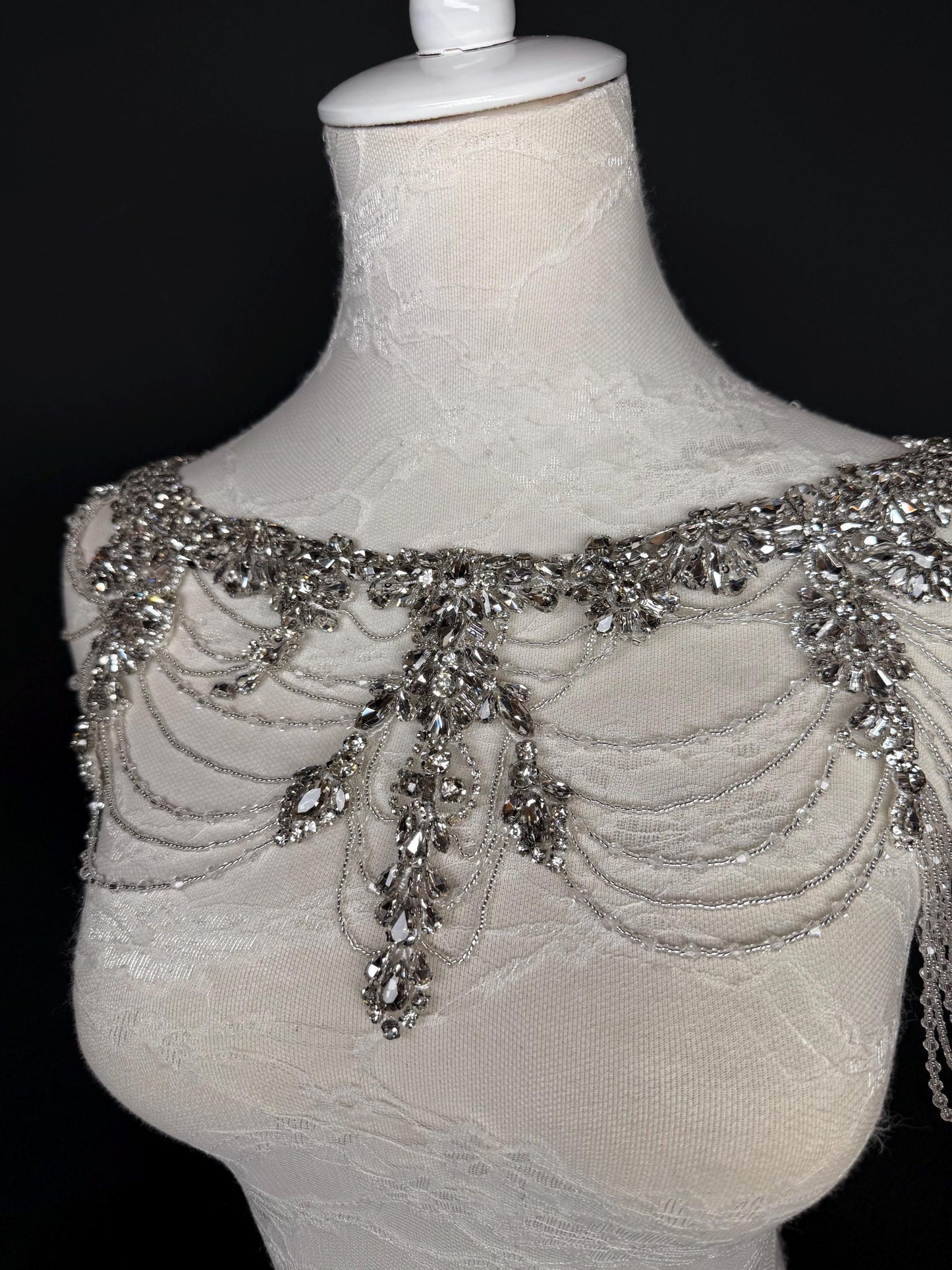 Jewel Shoulder Accessory, Bridal, Elegant, Rhinestone, Beaded shoulder jewellery